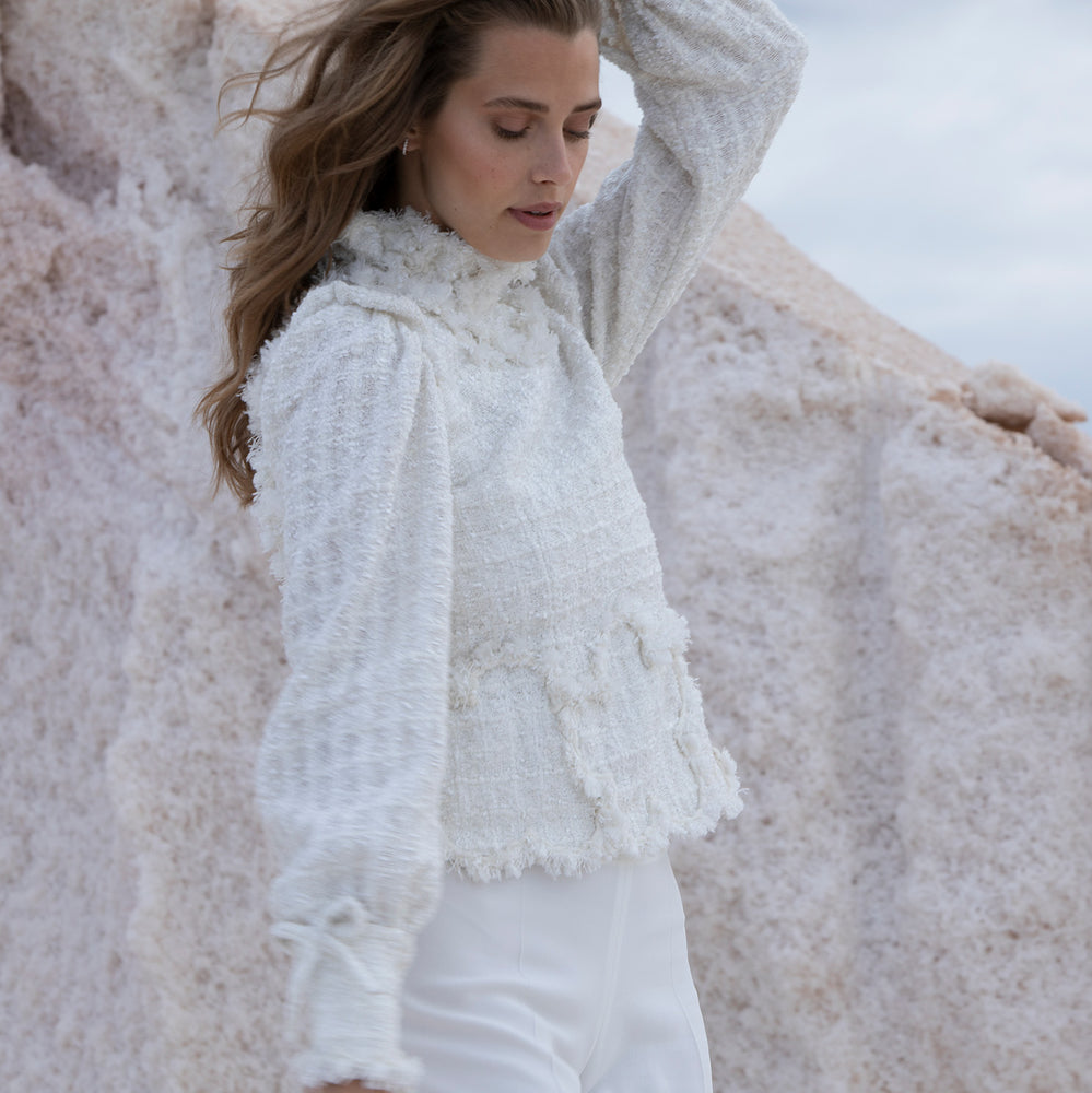 Liapure Atelier / Tailormade* - Backless Flower Blouse Bouclé